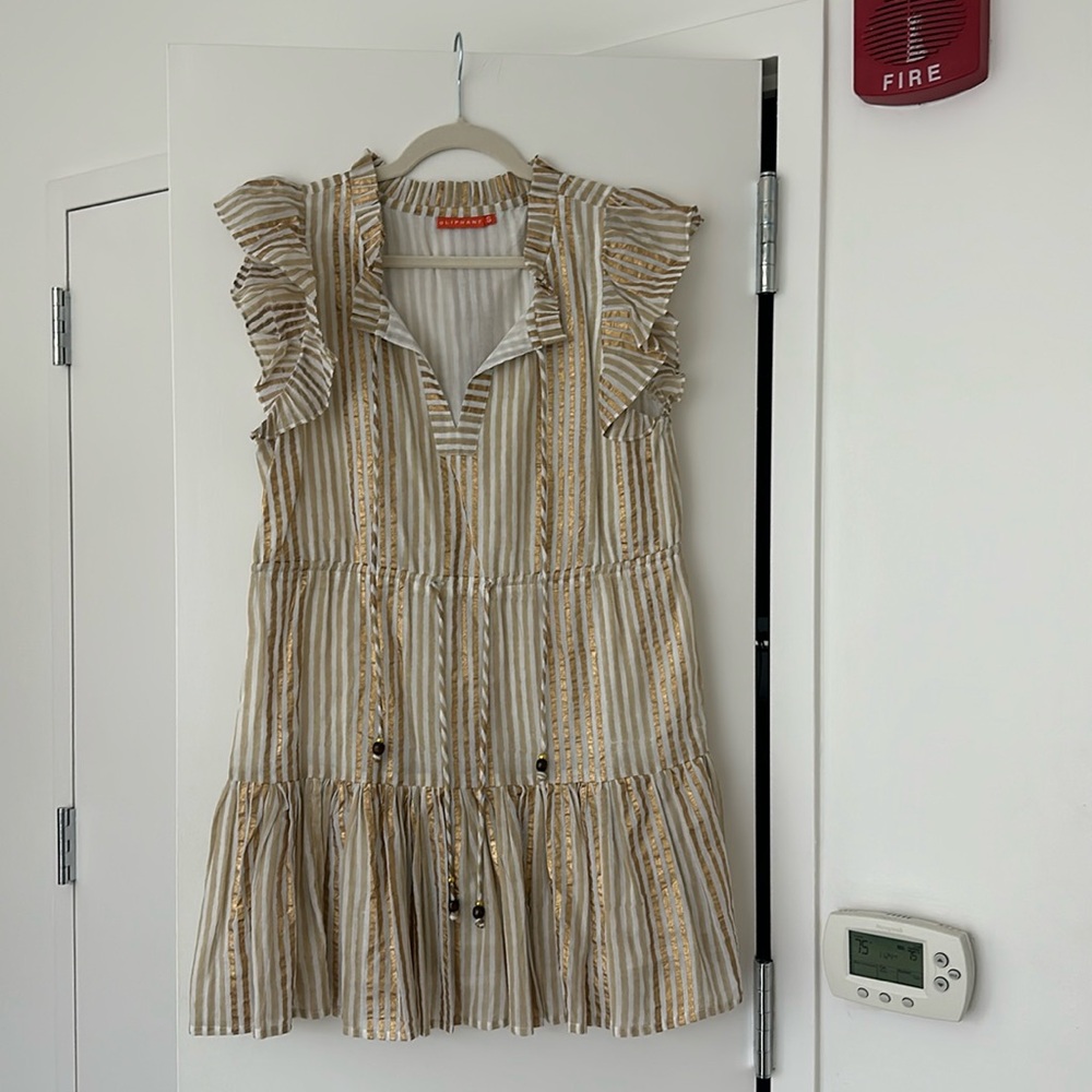 Oliphant small gold striped dress excellent condition never worn!